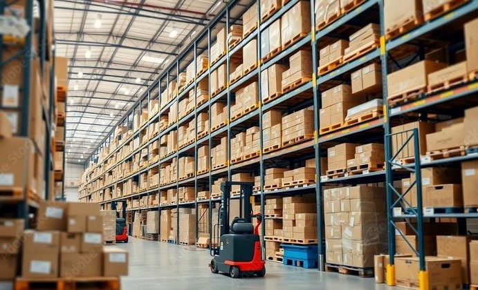 Figure 1: Inside a modern warehouse where Automated Guided Vehicles (AGVs) revolutionize logistics
