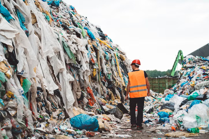 Image of heaps of apparel and other textile waste