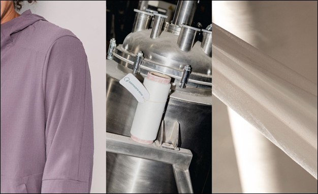 Lululemon's recycled-polyester jacket and Samsara Eco's textile recycling operation (Source: Trellis Group / Sophia Davirro)