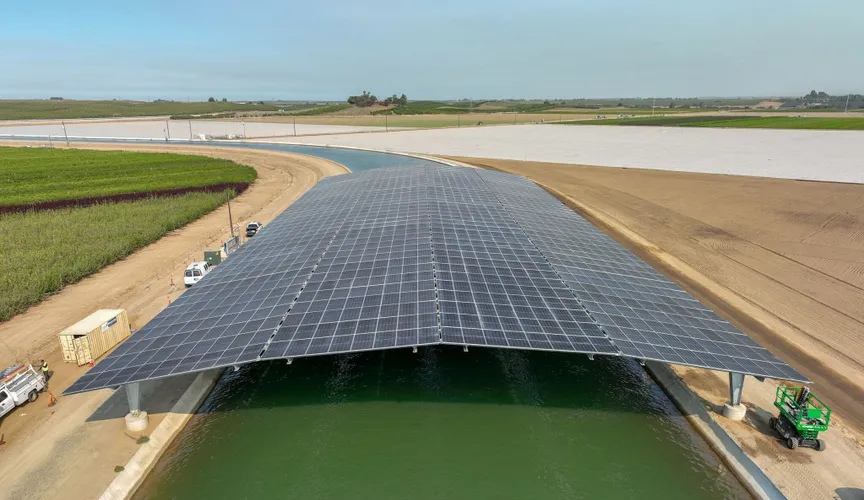 Solar Panels Over Canals Bring Clean Energy and Water Savings to California