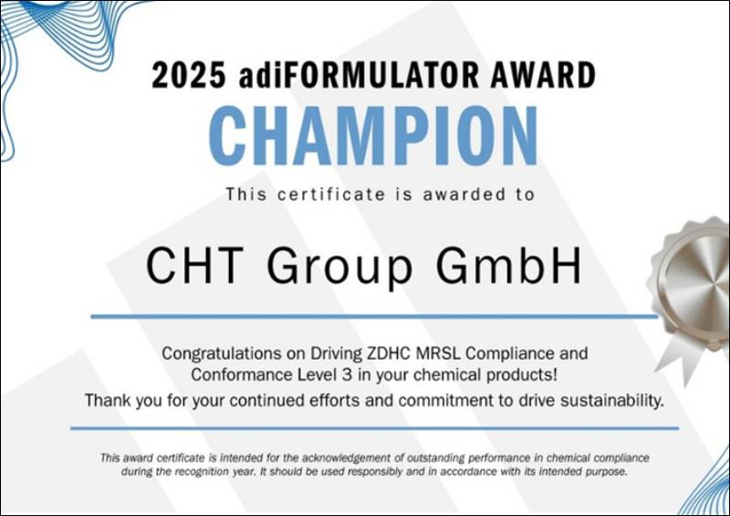 CHT Group named adidas adiFORMULATOR award champion for third consecutive year